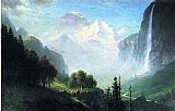 Albert Bierstadt Famous Paintings - Staubbach Falls Near Lauterbrunnen Switzerland